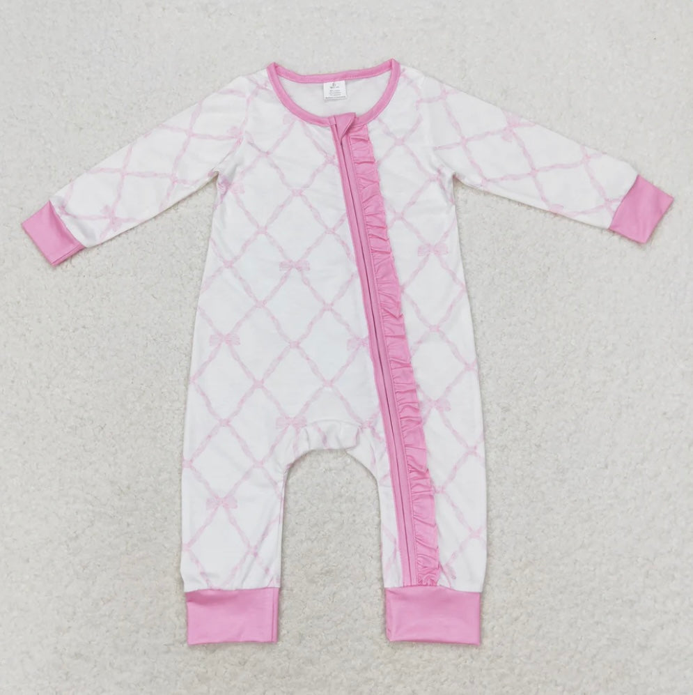 Pink Bow Bamboo Onesie