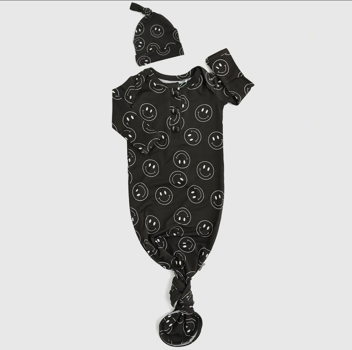 Black Smiley Tie Gown Set