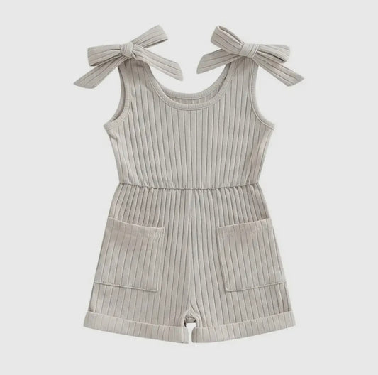 Beige Bow Romper